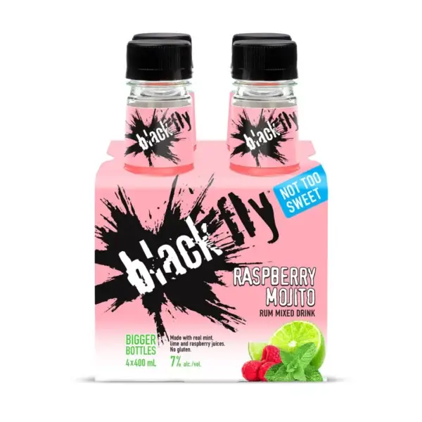 Black Fly Raspberry Mojito Rum 4 Pack Bottles