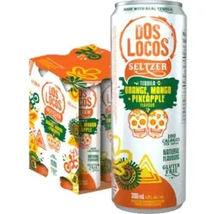 Dos Locos Orange Mango Pineapple Tequila Seltzer 4 Pack Cans