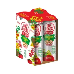 Dos Locos Strawberry Lime Tequila Seltzer 4 Pack Cans
