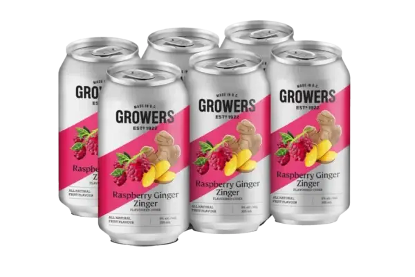 Growers Raspberry Ginger Zinger Cider 6 Pack Cans