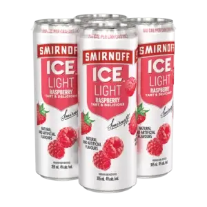 Smirnoff Ice Light Raspberry 4 Pack Cans