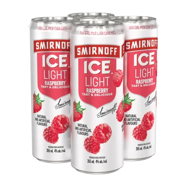 Smirnoff Ice Light Raspberry 4 Pack Cans