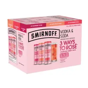Smirnoff Vodka & Soda Rose Variety 12 Pack Cans