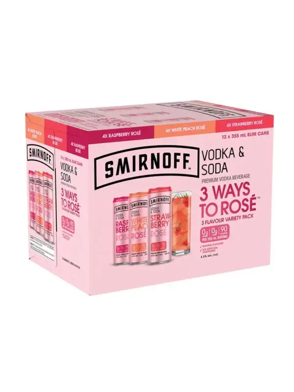 Smirnoff Vodka &Amp; Soda Rose Variety 12 Pack Cans