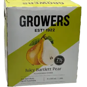 Growers Juicy Bartlett Pear Cider 6 Pack Bottles